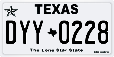 TX license plate DYY0228