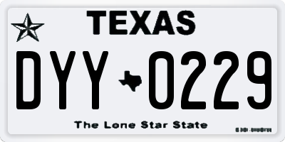 TX license plate DYY0229