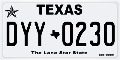 TX license plate DYY0230