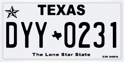 TX license plate DYY0231