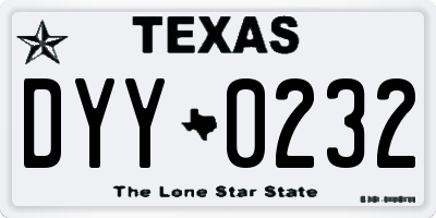 TX license plate DYY0232