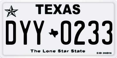 TX license plate DYY0233