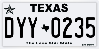 TX license plate DYY0235