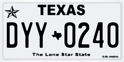 TX license plate DYY0240
