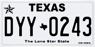 TX license plate DYY0243