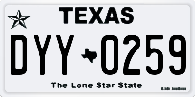 TX license plate DYY0259
