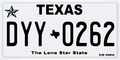 TX license plate DYY0262