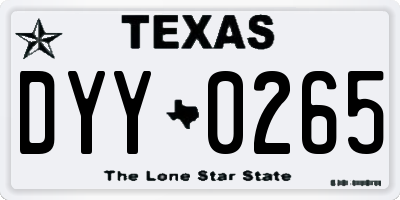 TX license plate DYY0265