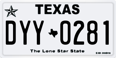 TX license plate DYY0281