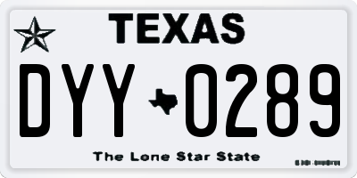 TX license plate DYY0289