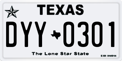 TX license plate DYY0301
