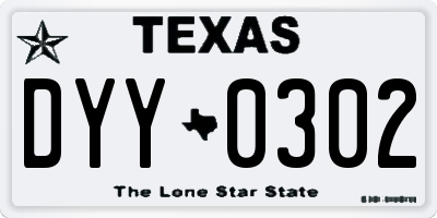 TX license plate DYY0302