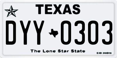 TX license plate DYY0303