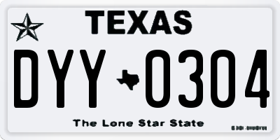 TX license plate DYY0304