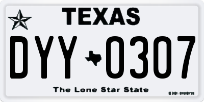 TX license plate DYY0307
