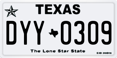 TX license plate DYY0309
