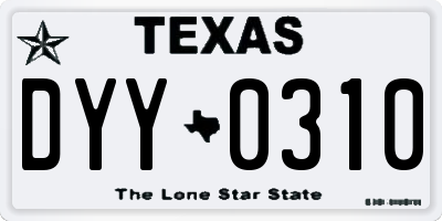 TX license plate DYY0310