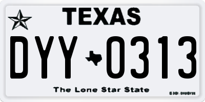 TX license plate DYY0313