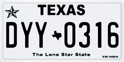TX license plate DYY0316
