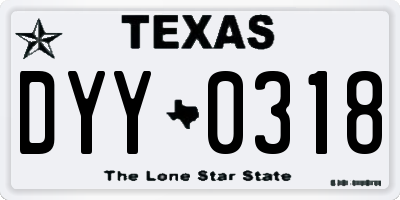 TX license plate DYY0318