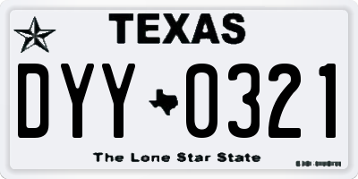 TX license plate DYY0321