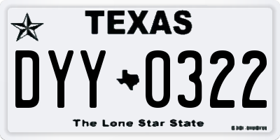 TX license plate DYY0322