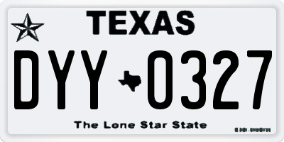 TX license plate DYY0327
