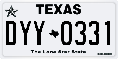 TX license plate DYY0331