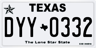 TX license plate DYY0332