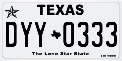 TX license plate DYY0333