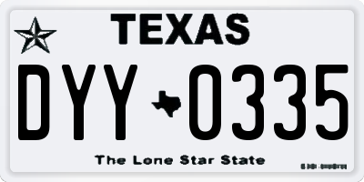 TX license plate DYY0335