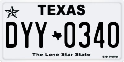TX license plate DYY0340