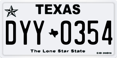 TX license plate DYY0354