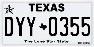 TX license plate DYY0355