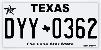 TX license plate DYY0362