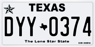 TX license plate DYY0374