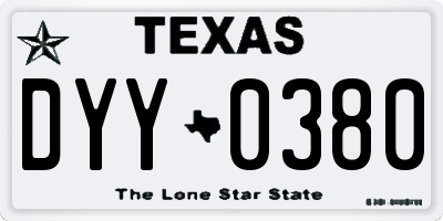 TX license plate DYY0380