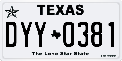 TX license plate DYY0381