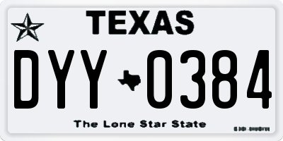 TX license plate DYY0384