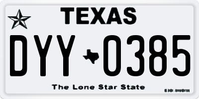 TX license plate DYY0385