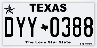 TX license plate DYY0388