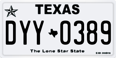 TX license plate DYY0389