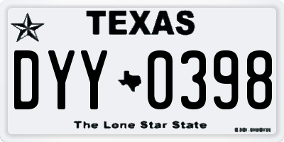 TX license plate DYY0398