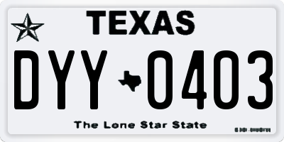 TX license plate DYY0403