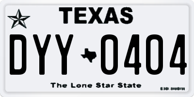 TX license plate DYY0404