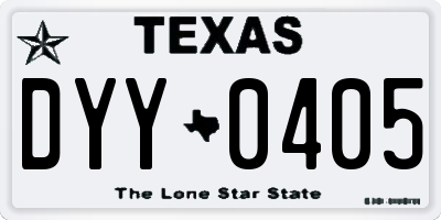 TX license plate DYY0405