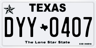 TX license plate DYY0407