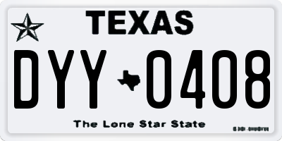 TX license plate DYY0408