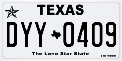 TX license plate DYY0409