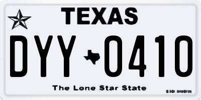 TX license plate DYY0410